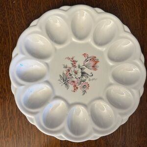 Floral White Egg Plate